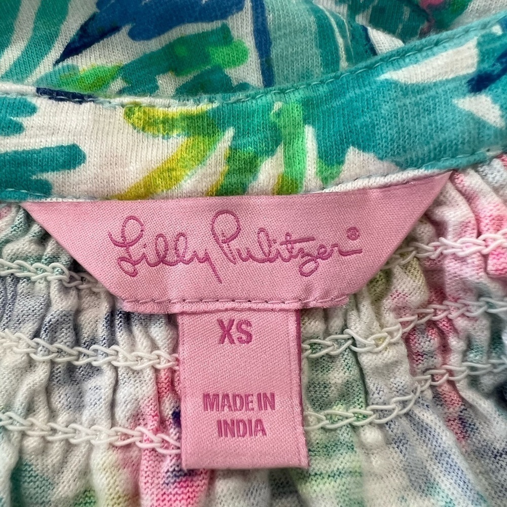 Lilly Pulitzer Essie pink and blue Sea Dreamin sleeveless V-neck mini dress XS - Picture 5 of 7